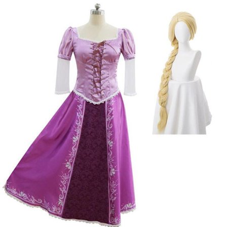 Flynn Ryderin Tähkäpää-naamiaisasujuhla-asu: Prinsessa Aikuisten Mekko + Peruukki Mekko + Peruukki Mekko + Peruukki