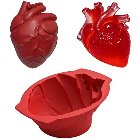 Realistisk 3D Hjerteform, fortykket silikone gelékageform med støttebase - Chokolade brudbart hjerte budding gelatineform