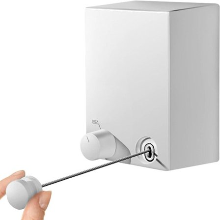 Sisäänvedettävä pyykkinaru 4m Sisäänvedettävä pyykkiteline kiillotetulla teräksellä Säädettävä punottu ruostumattomasta teräksestä valmistettu köysi, 