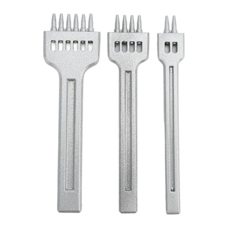 Læder Gaffel 2 Tænder 4 Tænder 6 Tænder Zink Legering Hvid Fin Glans Stor Orifice Udfladning Spejl Finish Syning Gaffel4mm