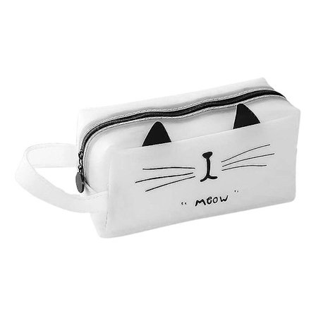 Cartoon katt student skrivbordslåda pennfodral ny koreansk stil (katt vit)