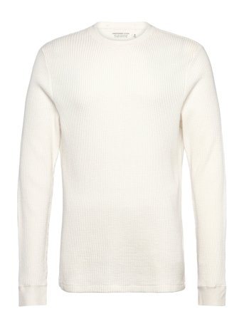 Abercrombie & Fitch Long Sleeve Classic Waffle Tee - Cream - XXL