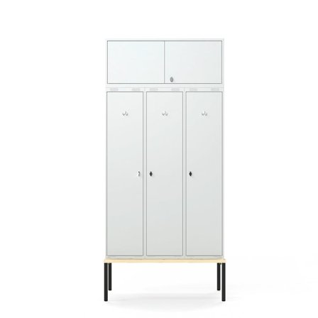 Pukukaappi FORCE, 3 osaa, yläkaappi, istuinpenkki, 2620x1200x550 mm, harmaa