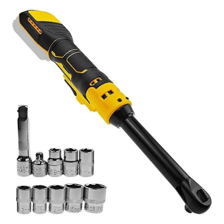 3/8-tommers forlengerledningløs skralle for 20V-seriens batterier, elektrisk kraftskrallesett med metriske hylser