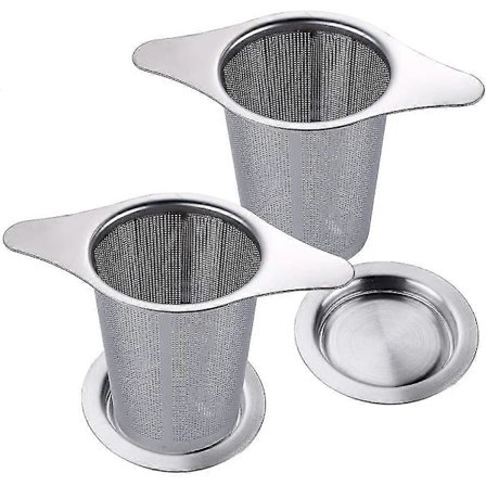 2 stk. tefilter i rustfrit stål med fine huller, tebrygger, tesigte
