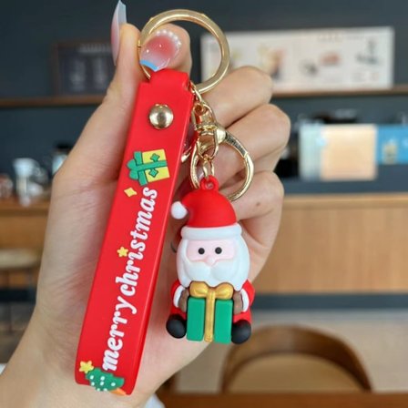 1 stk. jule nøkkelring i gummi, julemann nøkkelring, jule