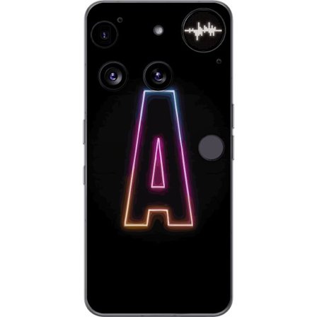 Kompatibel Mobilcover til Nothing Nothing Phone (3) Minimalistisk neonbogstav A i regnbuefarvet lys mod sort baggrund i moderne typografisk stil