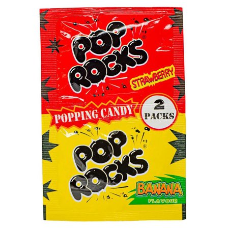 Pop Rocks Poksahtelevat Karkit Mansikka & Banaani 2-pakkaus