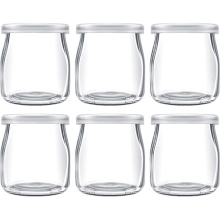 200 ml Yoghurt Pudding Glas med Plastiklåg Mini Kop Små Glasflasker (6)