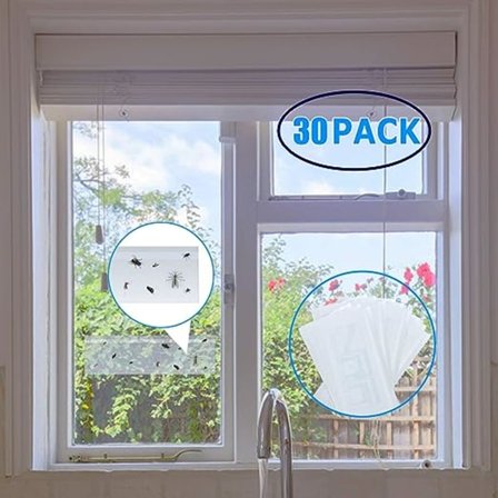 30 stk. insektfælder klæbrige fælder dobbeltsidede lim klistermærker vandtætte gule fluesmækkere hvide bladlus til haveplante blomst frugt