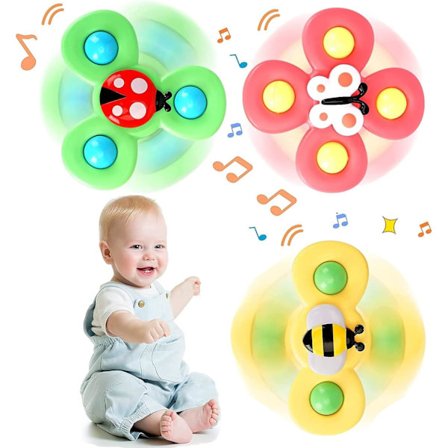 Sett for babyer, sugekopper leker, kan feste seg til alle glatte overflater, trygt og interessant bordsugende spill (3 stk)