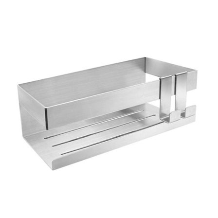 Selvklæbende Brusehylde - Badeværelseshylde Klæb på Væg Bruseholder Rustfrit Stål med 2 Kroge BR