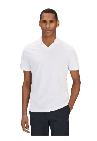 John Henric Cotton Short Sleeve V-neck Polo Shirt T-shirts Herr Vit XS