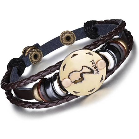 Lærarmbånd Dame Herre Armbånd 12 Stjernebilder Flettet Lærarmbånd Legering Flerlags Svart Armbånd Tvillingene