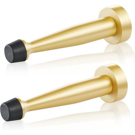 Slitasje-bestandige dørstoppere i solid messing - Dekorative dørstoppere med veggbeskyttelse og gummi-støtdemper - (2-pakning)