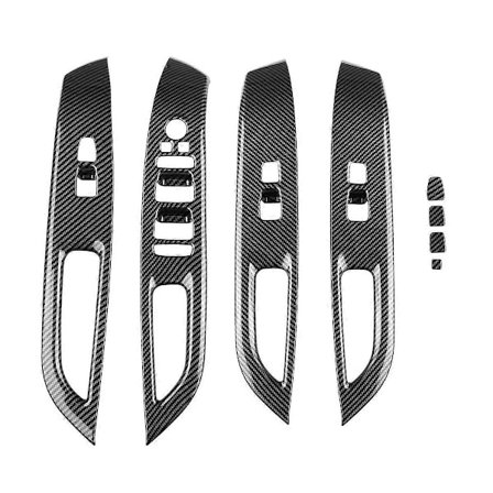 Bil Kolfiber Fönsterglas Hissknapp Strömbrytare Skydd Trim Dörr Armstöd Panel för 2022 2023 US Ver