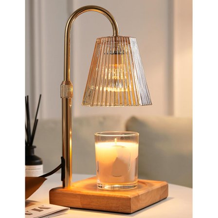 Dimbar lysvarmelampe med timer og justerbar høyde, inkluderer 2 varme lyspærer for krukke-lys og voks-smelter, ideell hjemmeduft