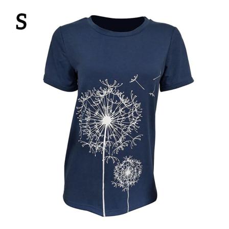 Dam T-shirt Print Rundhalsad Kortärmad Lös Topp,