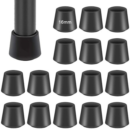 16 stk stolbentrekk beskytter gulv og møbler, 16*24 mm, svart