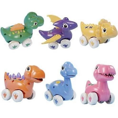Dinosaurbiler Leker, 6 Trekk Tilbake Kjøretøy Leker for 1, 2, 3 År Gammel Gutt & Jente Dinobil Leker, Dino Trekk Tilbake Småbarn Baby Leketøysbiler, 