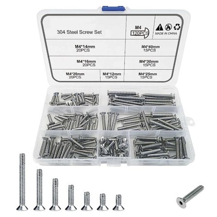 120 stk sekskanthylse skruer sett flate skruer forsenket