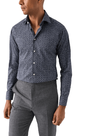 Eton Blommig Skjorta I Signature Twill Contemporary Fit Skjortor Herr Blå 40