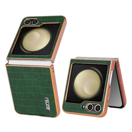 AZNS Samsung Galaxy Z Flip6 5G-etui Krokodillemønster Vegansk lærdeksel - Grønn