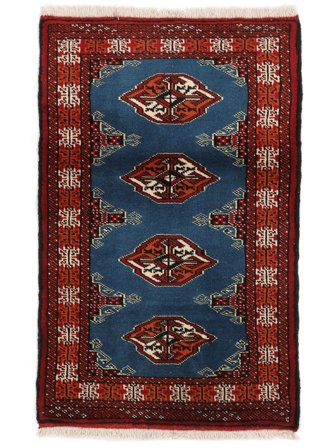 Oosters Turkaman Vloerkleed 63X99 Zwart/Donkerrood Wol, Perzië/Iran