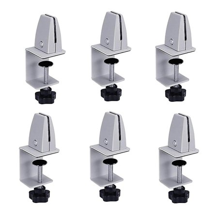 Sneeze Guard Support Clips Justerbar Kontorskillevegg Klemme Aluminium Skrivebordsskillevegg for 1/8 til 1 Tommers Tykk Panel 6 Pakke
