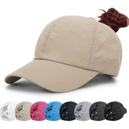 Dame Baseball Cap - Hestehale Solhatt Hurtigtørkende Løpehette Dame Golf Caps Criss Cross Justerbar Trucker Caps for Kvinner Jenter