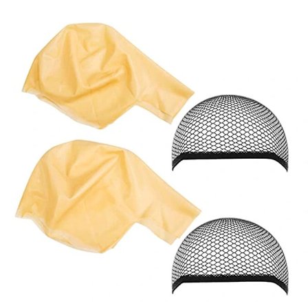 【xj】4 stk. Skaldede sminkehætter til voksne teenagere (2 hætter + 2 hårnet)