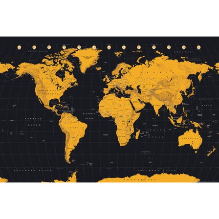 Världskarta - Golden yellow World Map