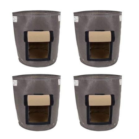 10 gallonin perunakasvatuspussi, jossa on läppä, 4 kappaletta istutusruukkua, jossa on kahvat ja korjuuikkuna perunoille, tomaateille ja vihanneksille