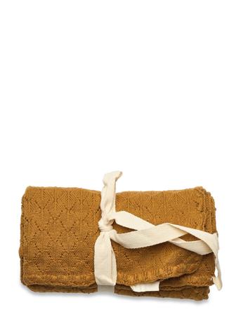 Nbnreeve Knit Blanket Home Sleep Time Blankets & Quilts Brun Lil'Atelier*Betinget Tilbud