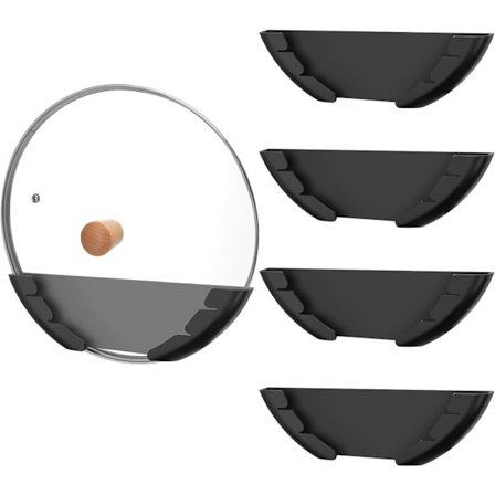 Sæt med 4 vægmonterede lågholdere, plastik, passer til 15-32 cm grydelåg, til væg- eller skabsmontering