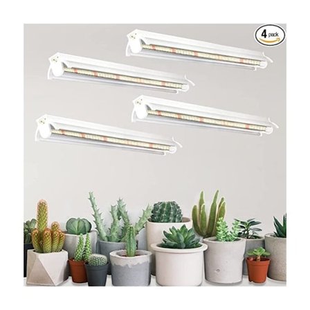 Pakke T5 Plantelys, Fullspektrum 42 cm LED Vekstlys, Plantevekstlys med Reflektor/Daisy Chain Design for Frøplanter, Veksthyller