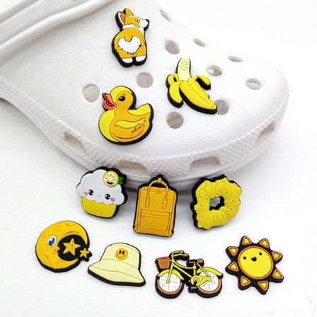 10 STK Gule Croc Charms Sko Dekoration til Clog Sandaler Sko Tilbehør CDQ