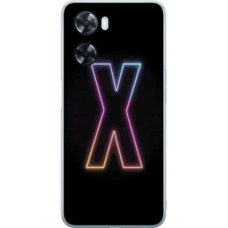 Kompatibelt Mobilskal till OnePlus OnePlus Nord N20 SE Neonbokstav X i starka färgskiftningar mot svart bakgrund, kraftfull typografisk design med ty