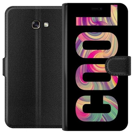 Kompatibelt Plånboksfodral till Samsung Samsung Galaxy A3 (2017) Modern typografisk konst med ordet LOVE i flytande regnbågsfärger mot svart bakgru