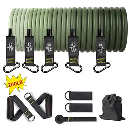 100/150/200 LBS motståndsband set med handtag Dörrankare Elastiska band för fysioterapi Hemträning Styrketräning