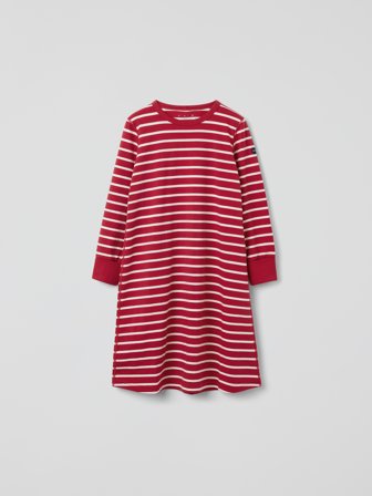 Nachthemd mit Bündchen zum Umschlagen, gestreift - 122|128 - kinderbekleidung - red - Polarn O. Pyret