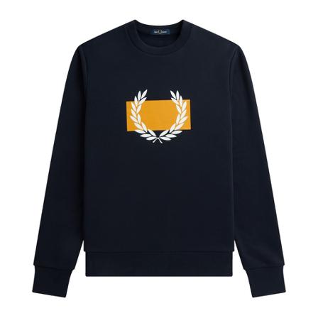 Fred Perry Laurel Wreath Print Sweatshirt , Blauw , Heren , Maat: S