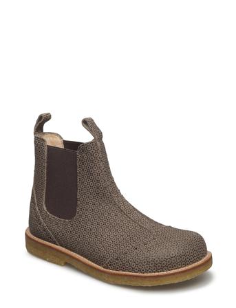 Booties - Flat - With Elastic Snørestøvletter Støvletter Brun ANGULUS