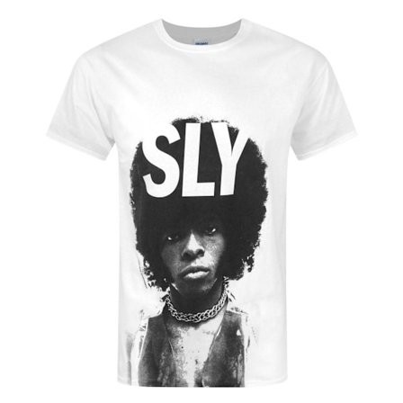 Sly Stone Herr Porträtt T-shirt M Vit