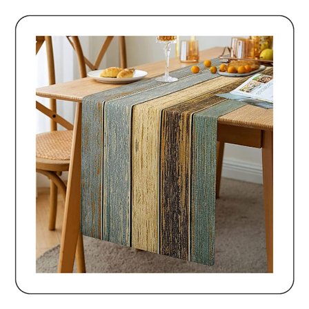 Bordløper Moderne Stue Vår Bordbrikker Grønn Blå Grå Planker Låve Bordmatter Løpersett for Spisebord Fest Bryllup Lin 33 x 183 cm