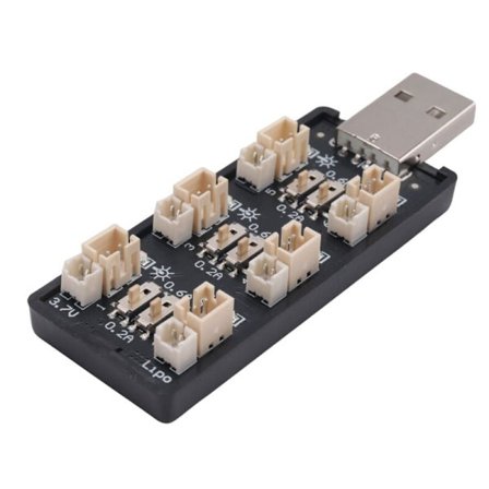 USB-laturi 1S 3.7V/4.20V LiPo-akulle, 6 kanavaa, Micro-JST 1.25 JST-PH 2.0 MCX MCPX