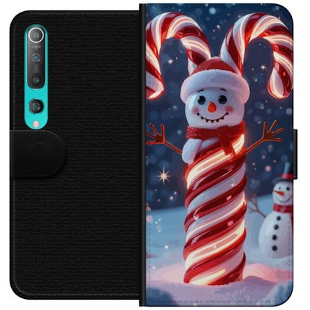 Xiaomi Mi 10 5G Lommeboketui Gnistrende julegodteri snømann formet av godteri pinner som skinner varmt i et vinterlandskap med snøfall og festlig ma