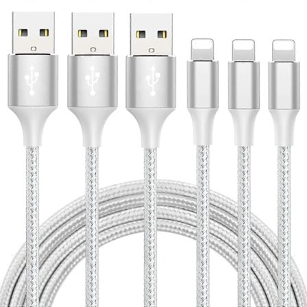 10FT iPhone Ladeledning - Rask Lading USB-kabel (3-pakning)