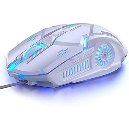 Gaming Mus med Ledning, 3200DPI RGB Baggrundsbelyst - Ergonomisk USB Mus med 4 DPI Indstillinger, Komfortgreb til PC/Laptop