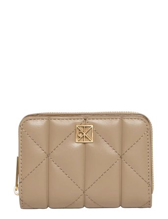 Calvin Klein Quilted Flap Zip Around - Beige - ONE SIZE